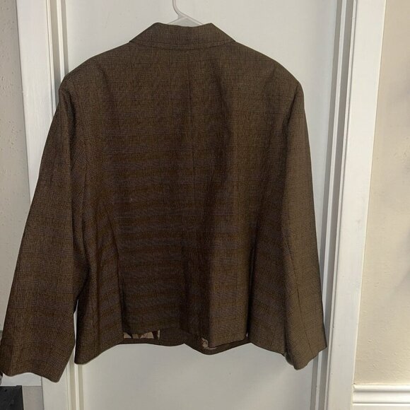Vintage Giorgio Sant Angelo Brown Plaid Pleated Blazer Skirt Set Women’s 24 W - Picture 4 of 12